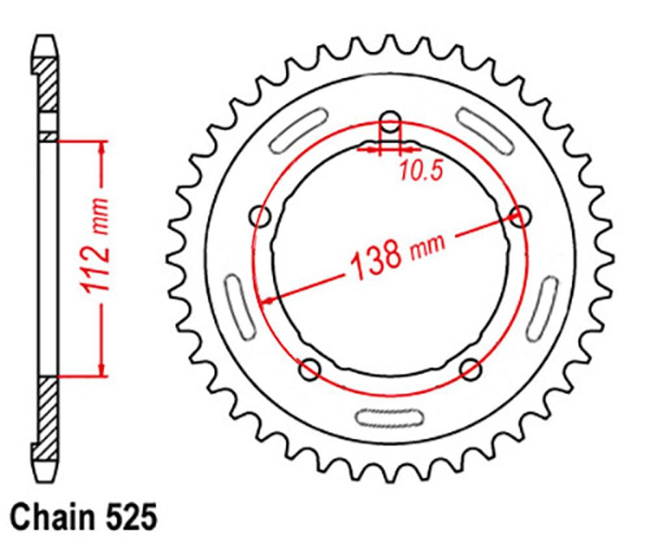 (NEW) REAR SPROCKET - STEEL 45T 525P 1