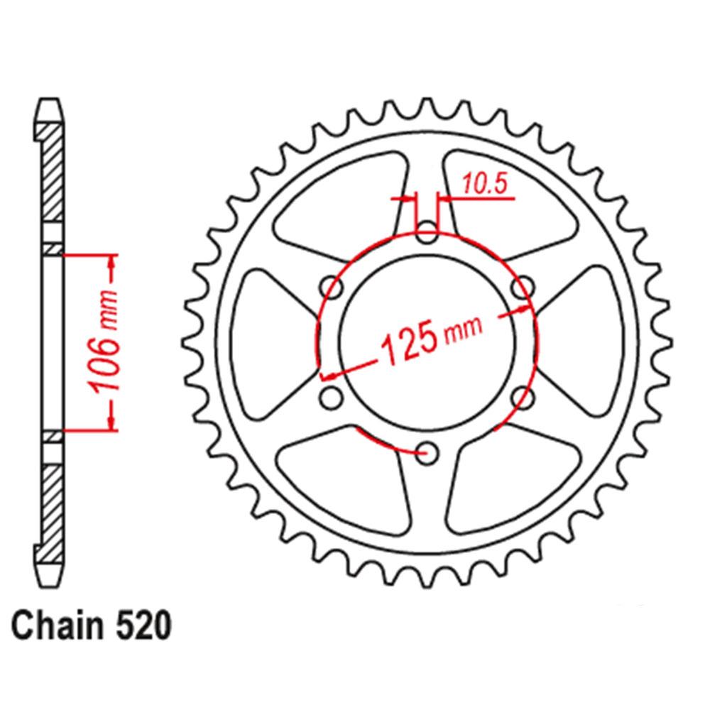 REAR SPROCKET - STEEL 51T 520P 1