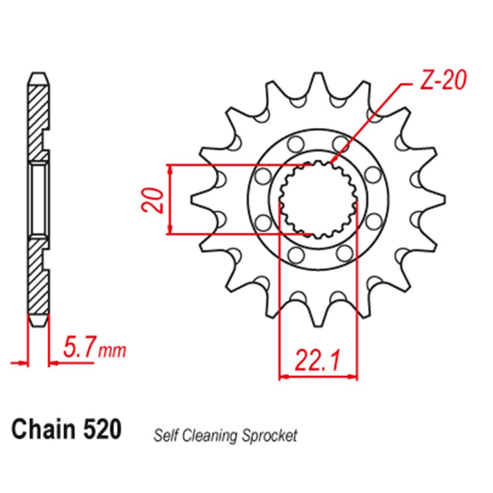 FRONT SPROCKET - STEEL 14T 520P 1