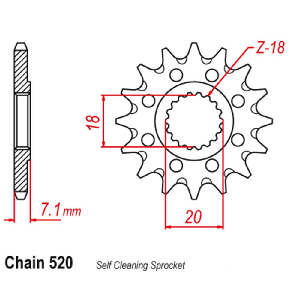 FRONT SPROCKET - STEEL 14T 520P 1