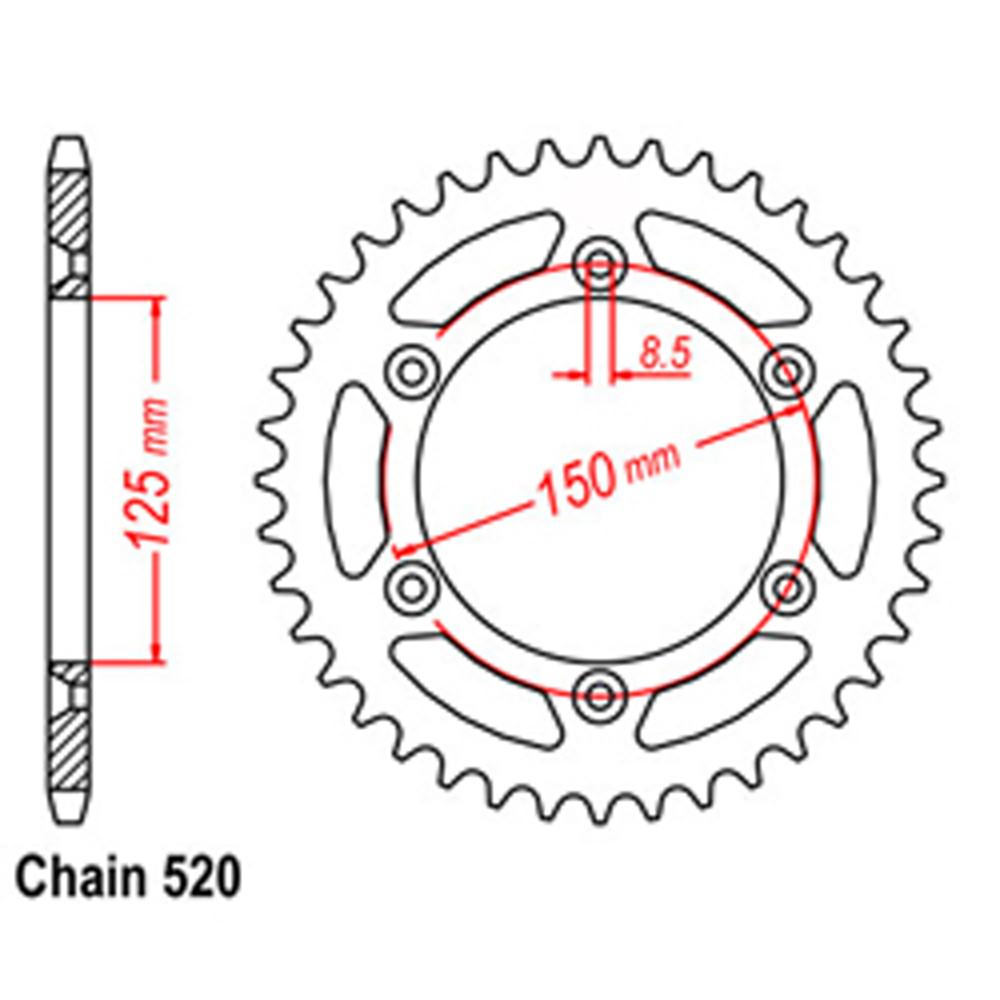 REAR SPROCKET - STEEL 51T 520P 1