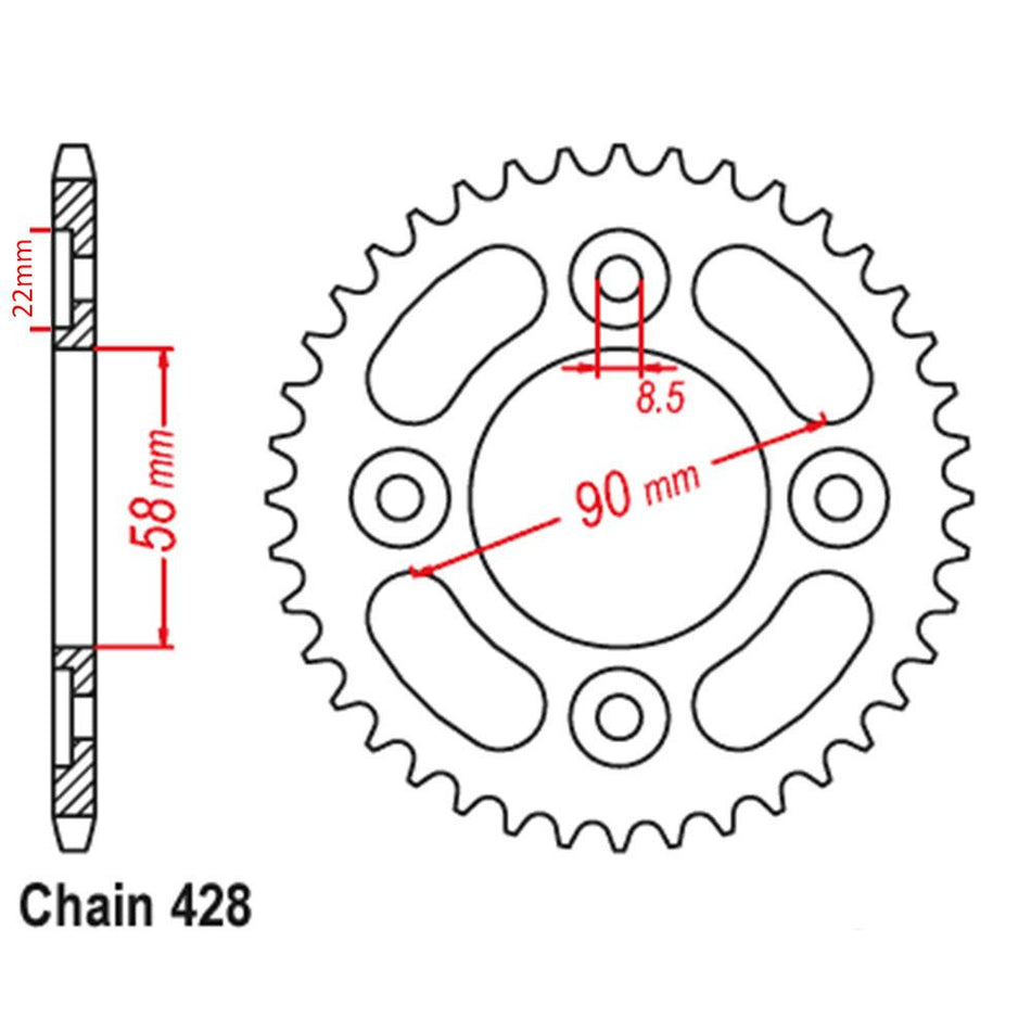 (NEW) REAR SPROCKET - STEEL 39T 428P 1