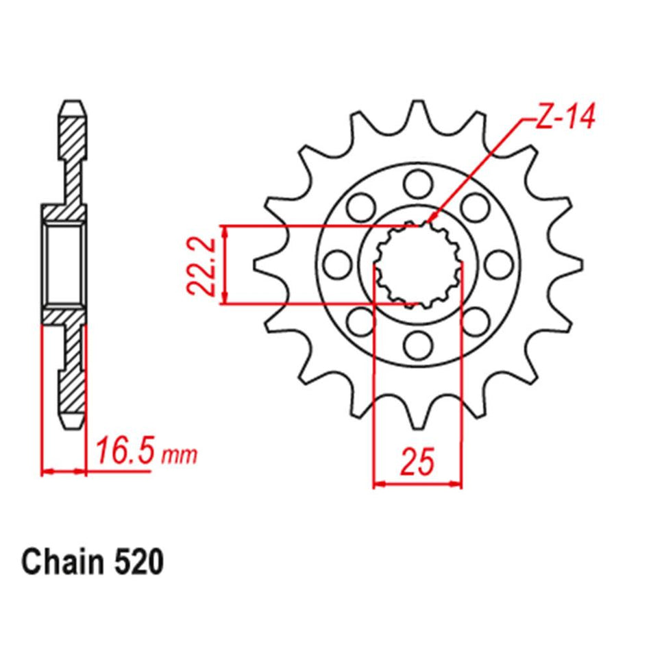 FRONT SPROCKET - STEEL 14T 520P 1