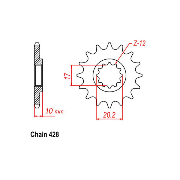 FRONT SPROCKET - STEEL 14T 520P 1