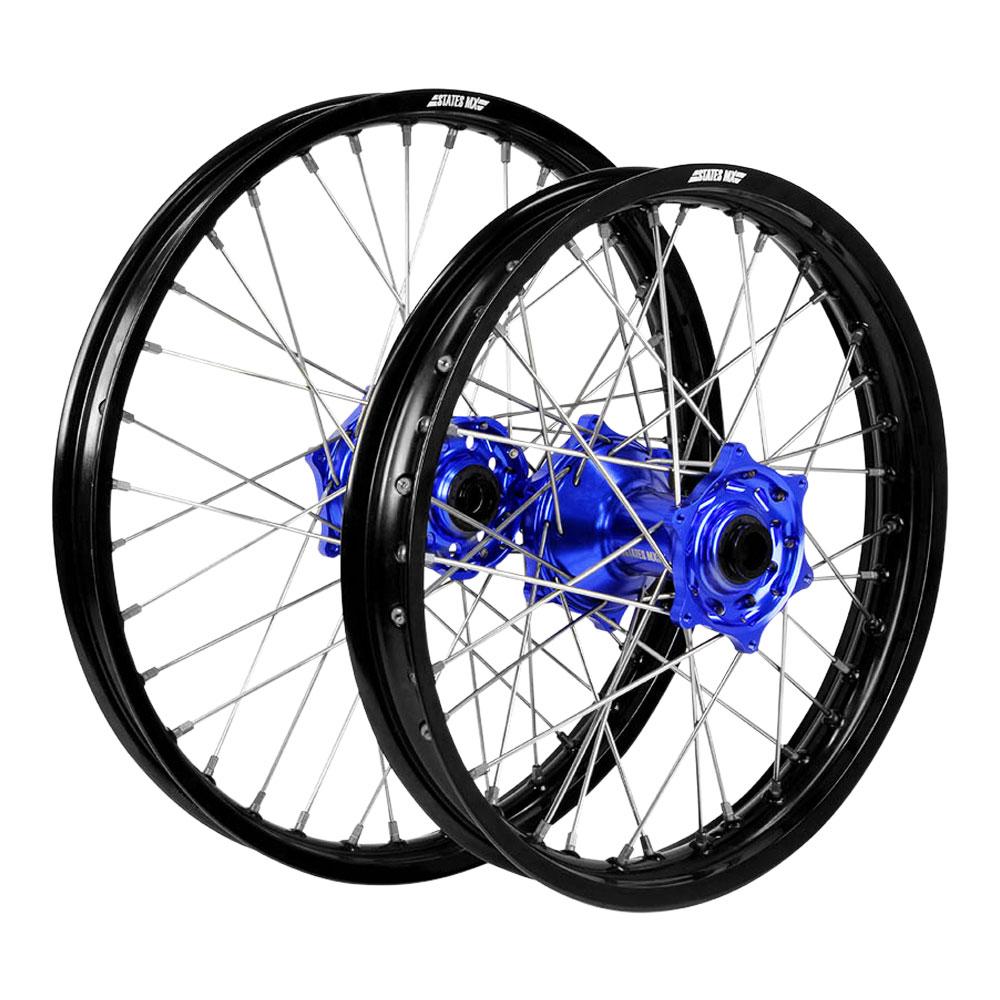 STATES MX WHEEL SET HUSQVARNA TE/FE 2024 21" FRONT/18" REAR - BLACK/BLUE 1