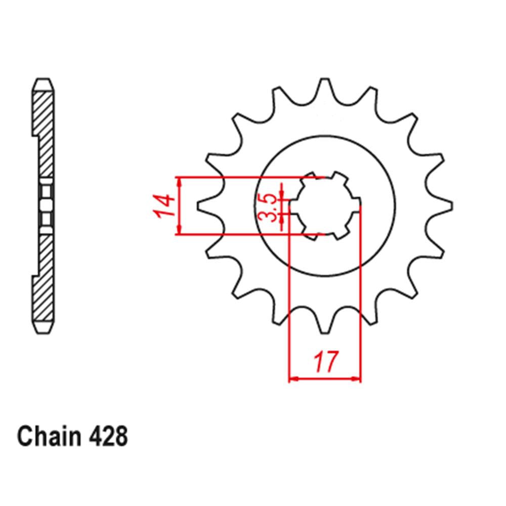 FRONT SPROCKET - STEEL 14T 428P 1