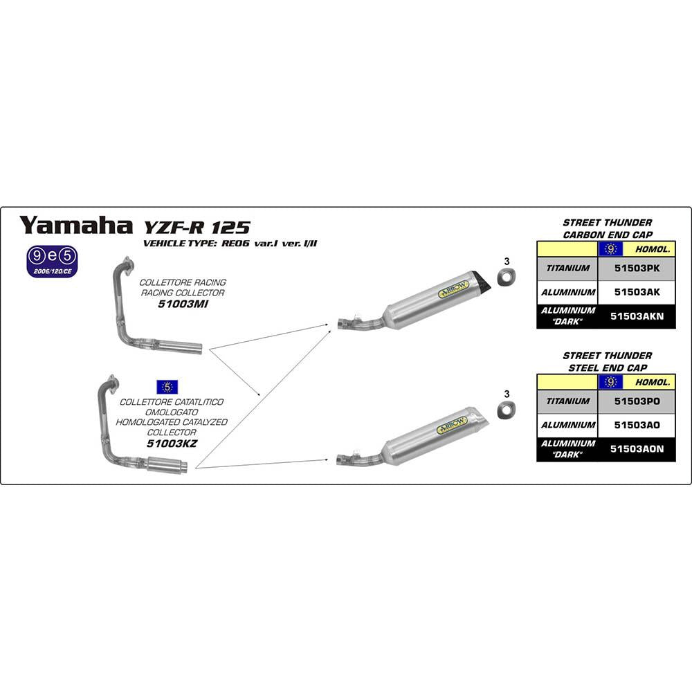 ARROW 51003MI [RAS]: COLLECTOR N-C SST - YA YZF-R 125 08>13 1