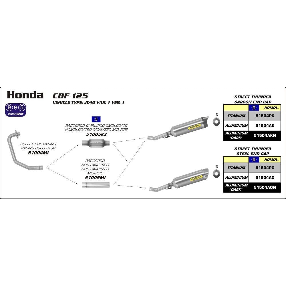 ARROW Link Pipe 51005MI [RAS]: CENTRAL LINK PIPE STL - HO CBR 125 R 11>16 1