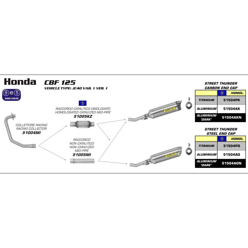 ARROW Link Pipe 51005MI [RAS]: CENTRAL LINK PIPE STL - HO CBR 125 R 11>16 2