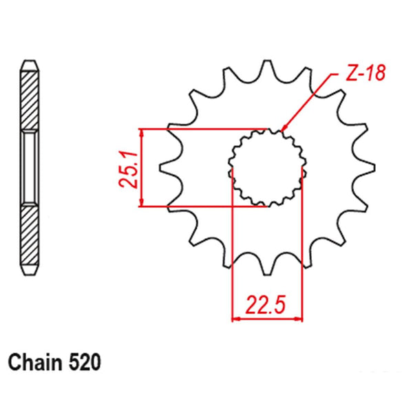 FRONT SPROCKET - STEEL 18T 520P 1