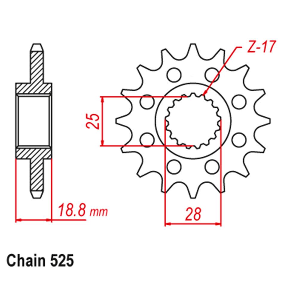 FRONT SPROCKET - STEEL W/-RUBBER CUSH 15T 525P 1