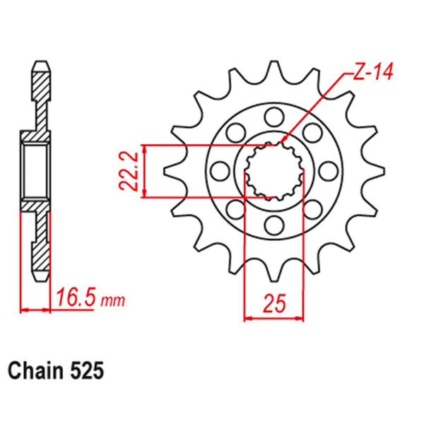 FRONT SPROCKET - STEEL 15T 525P 1