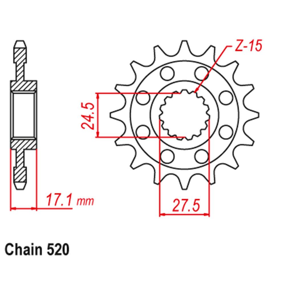 FRONT SPROCKET - STEEL 15T 520P 1