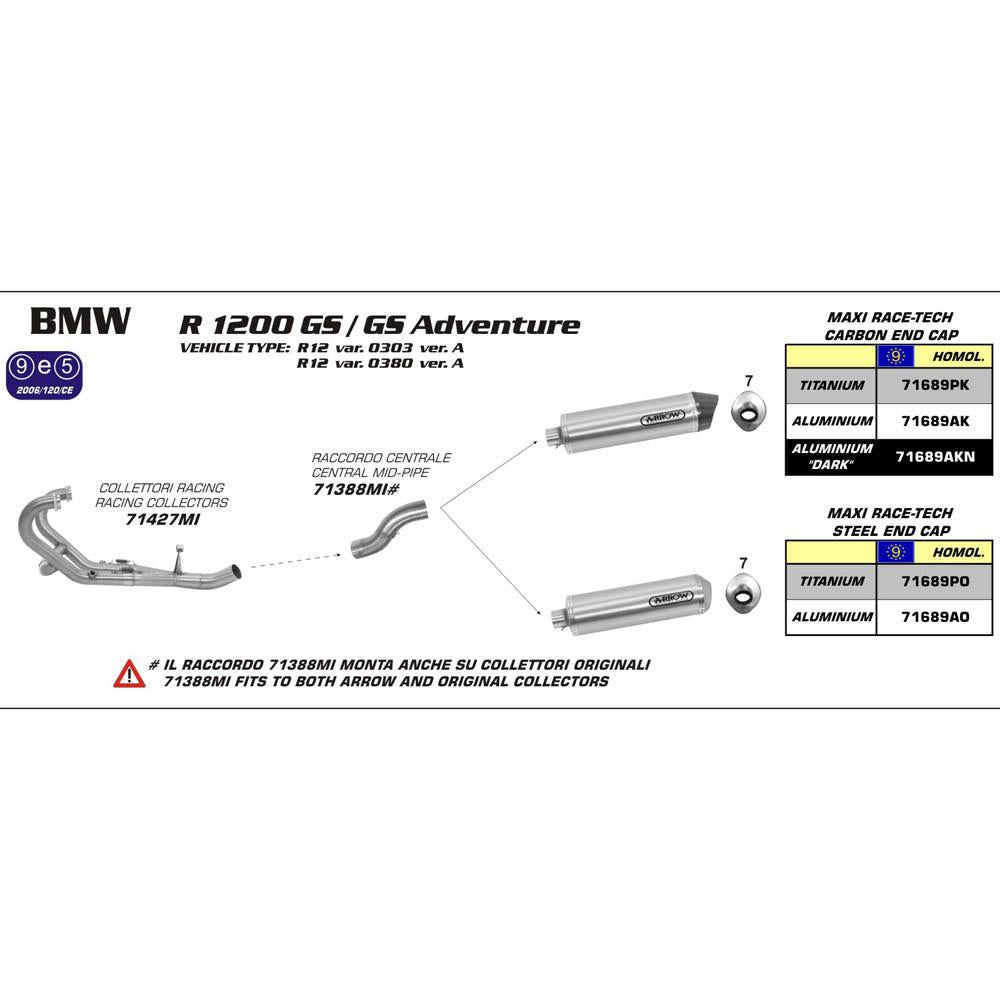 ARROW 71689PK Silencer :- MAXI RACE-TECH Titanium with Carbon End Cap - BMW R1200GS 04>12 1