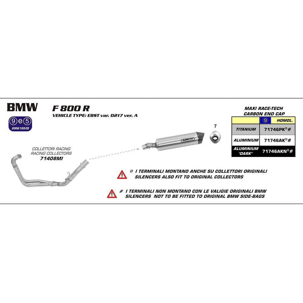 ARROW 71746AKN Silencer :- MAXI RACE-TECH Aluminium Dark with Carbon End Cap - BMW F800R 09>16 1