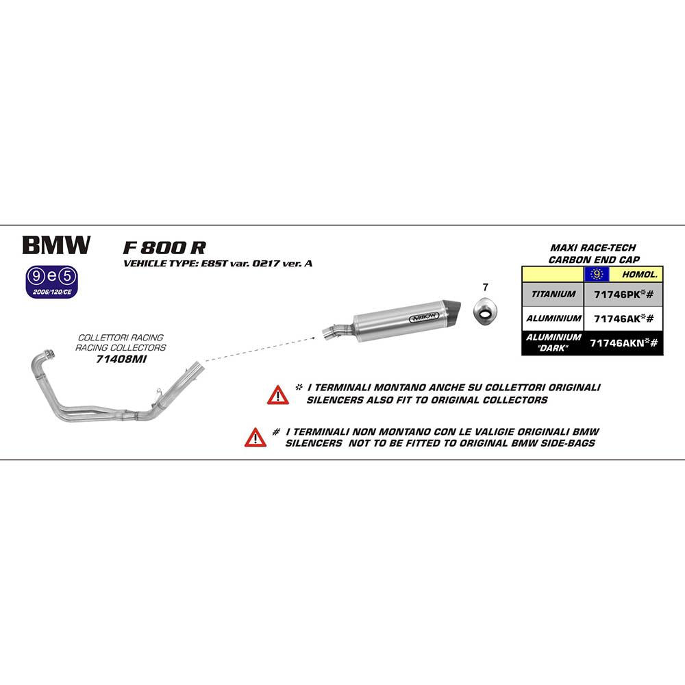 ARROW 71746PK Silencer :- MAXI R-TECH TITANIUM W CBN E/C - BMW F800R 09>16 1