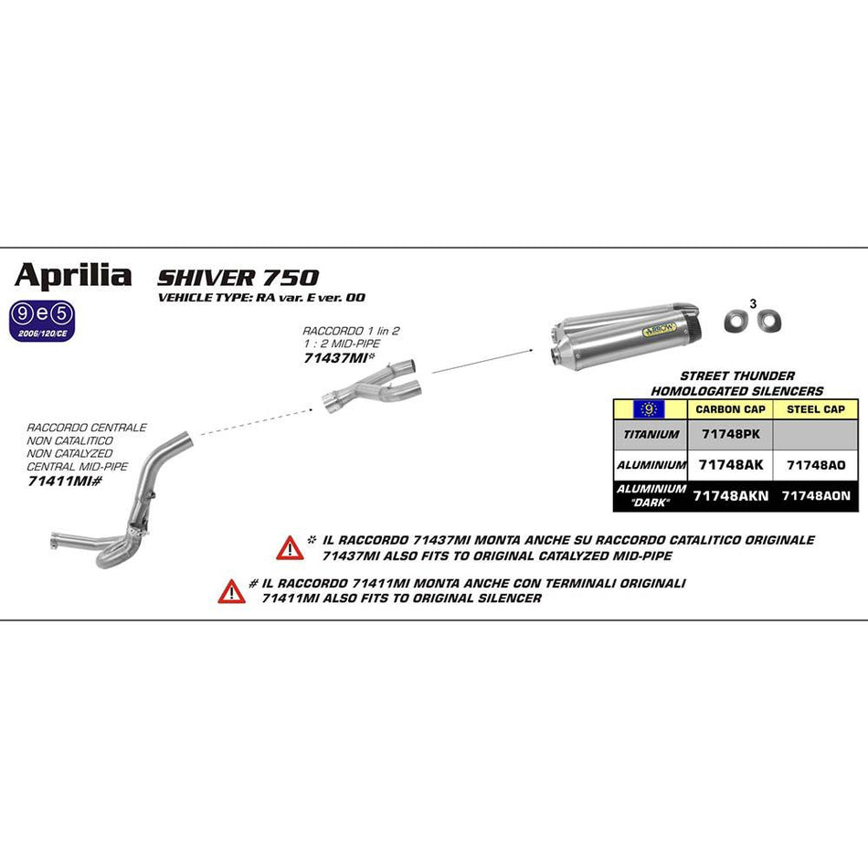 ARROW 71748AK Silencer :- THUNDER L&R ALU SV W CBN E/C - APR SHIVER 750 08>16 1