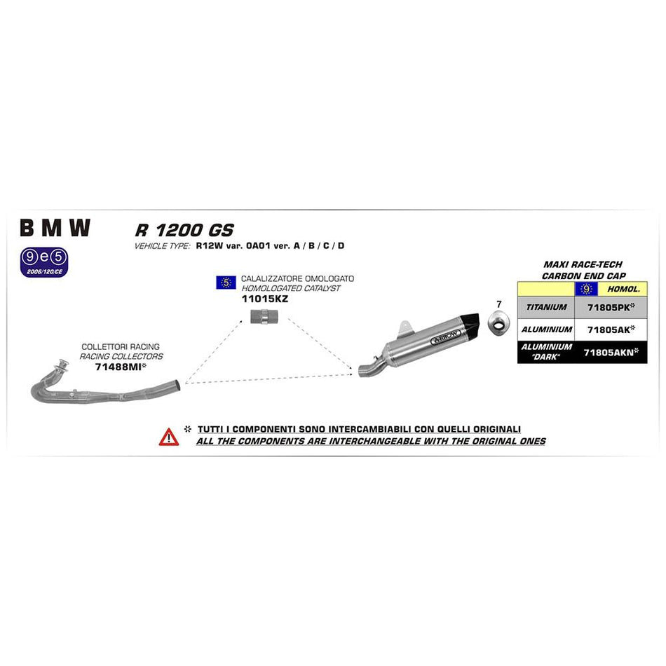 ARROW 71805PK Silencer :- MAXI RACE-TECH Titanium with Carbon End Cap - BMW 13>UP 1