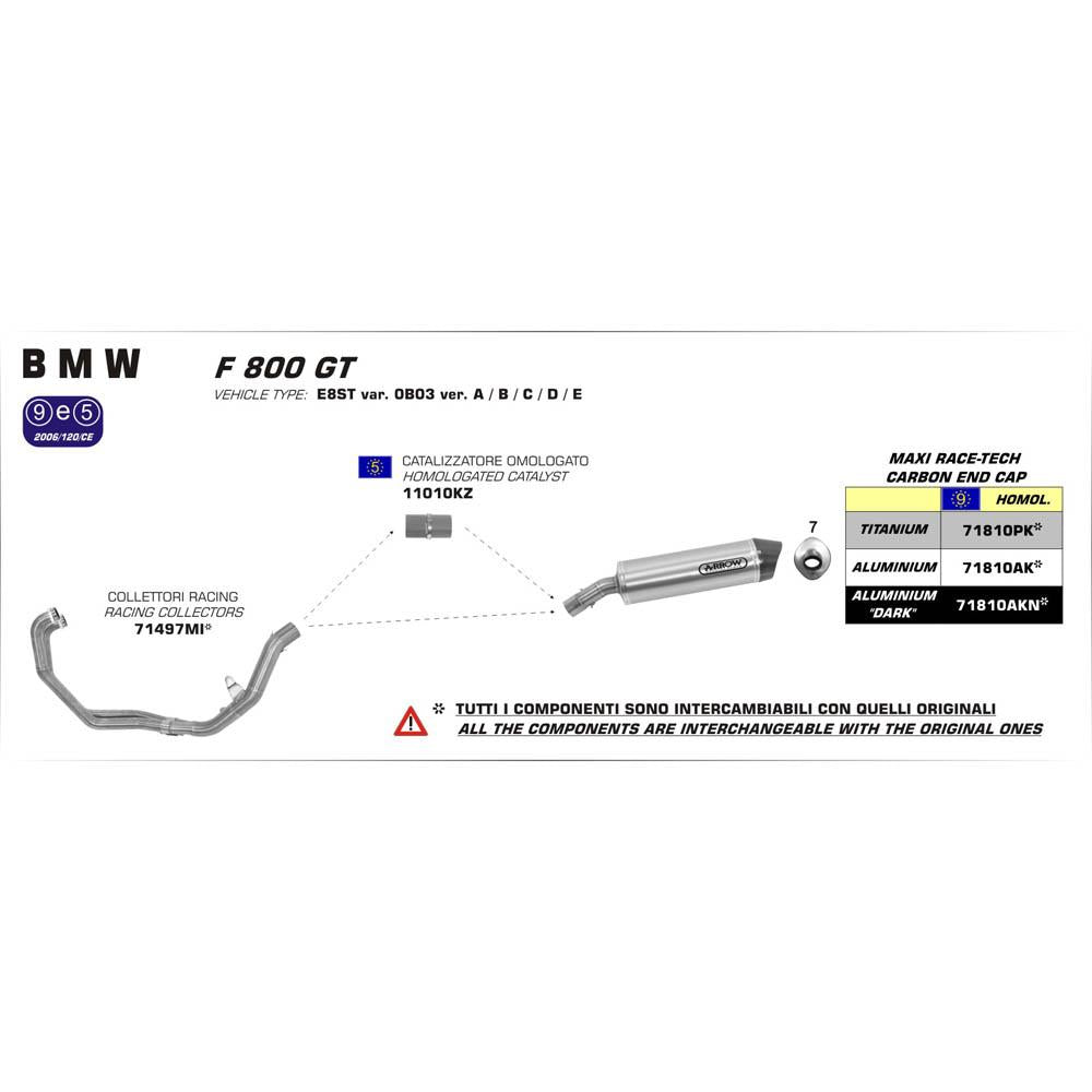 SPC - ARROW 71810AK Silencer :- MAXI RACE-TECH Aluminium Silver with Carbon End Cap - BMW F800GT 1