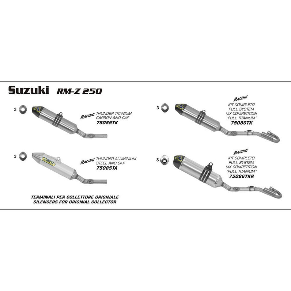 ARROW Full System Race 75081TK : MX COMP FS TI W CBN E/C - SUZ RM-Z250 2010>14 1