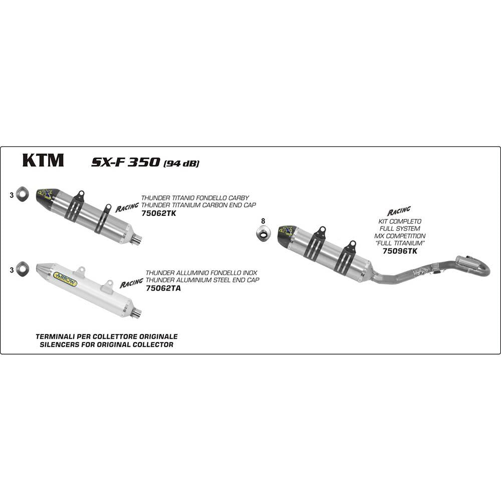 ARROW 75096TK : MX COMP FS TI W CBN E/C - KTM SX-F350 11-13 1