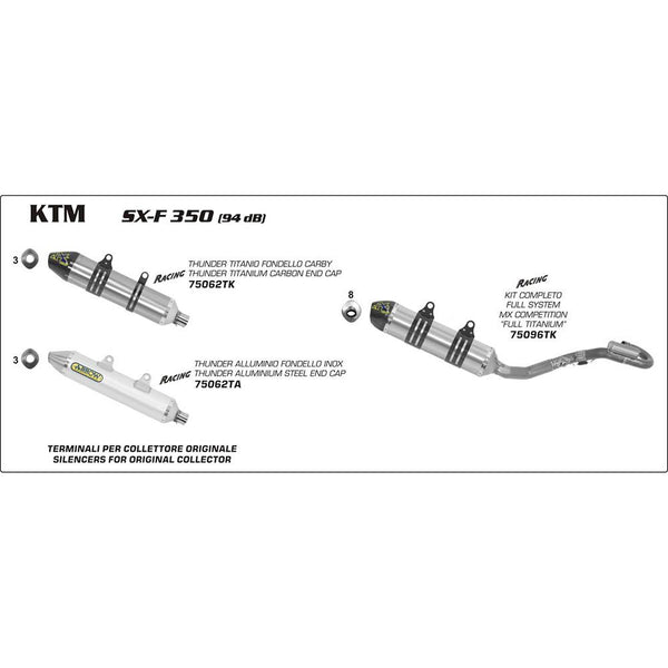 ARROW 75096TK : MX COMP FS TI W CBN E/C - KTM SX-F350 11-13 1