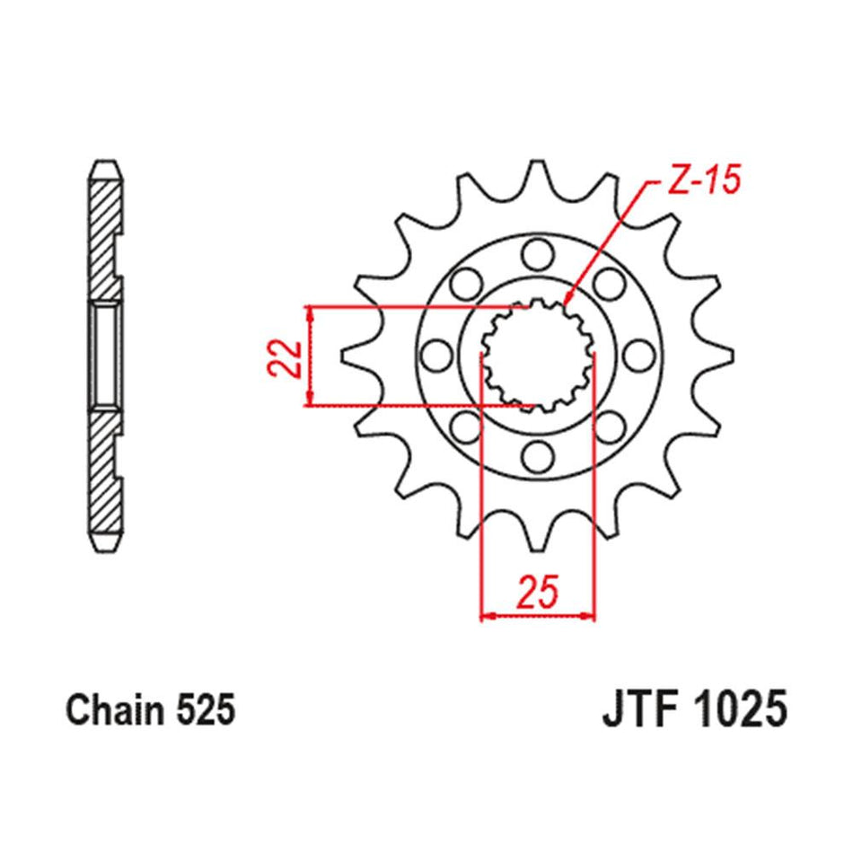 FRONT SPROCKET - STEEL 15T 525P 1