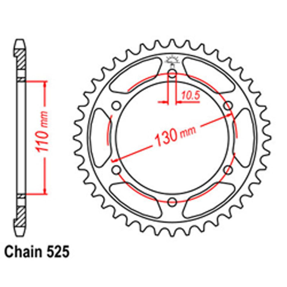 REAR SPROCKET - STEEL 50T 525P 1