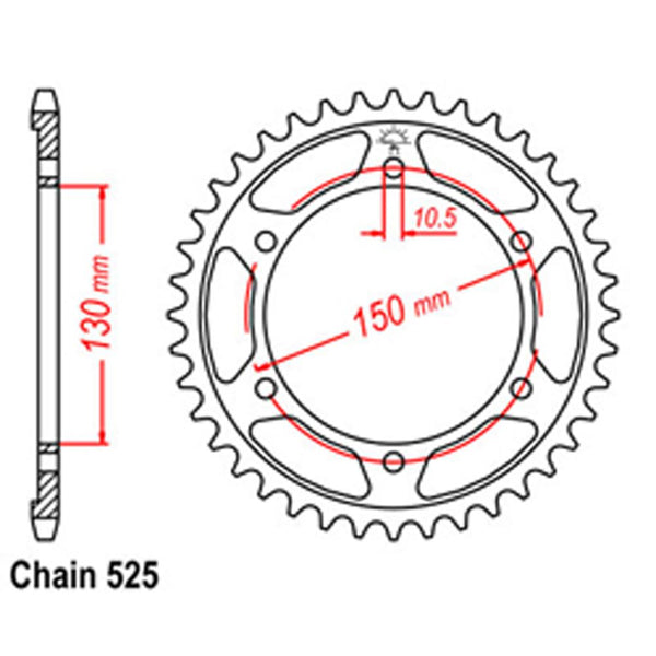 REAR SPROCKET - STEEL 49T 525P 1