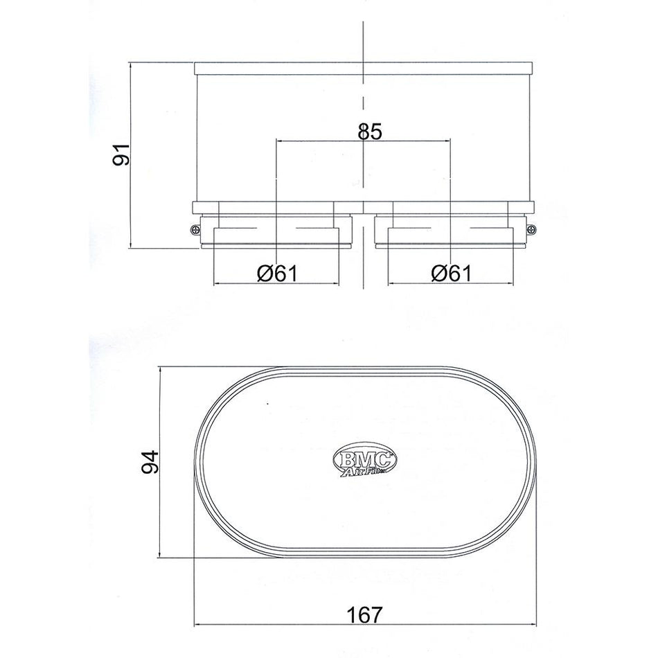 BMC - FM3092 : Universal Air Filter - Dual Oval Set 2