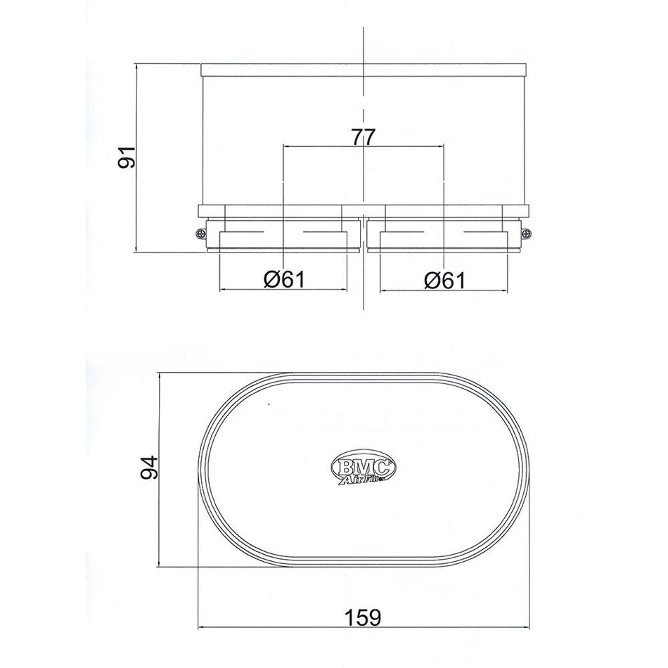 BMC - FM2922 : Universal Air Filter - Dual Oval Set 2