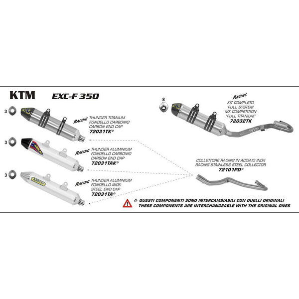 ARROW 72101PD Header Collector set :- Stainless KTM 1