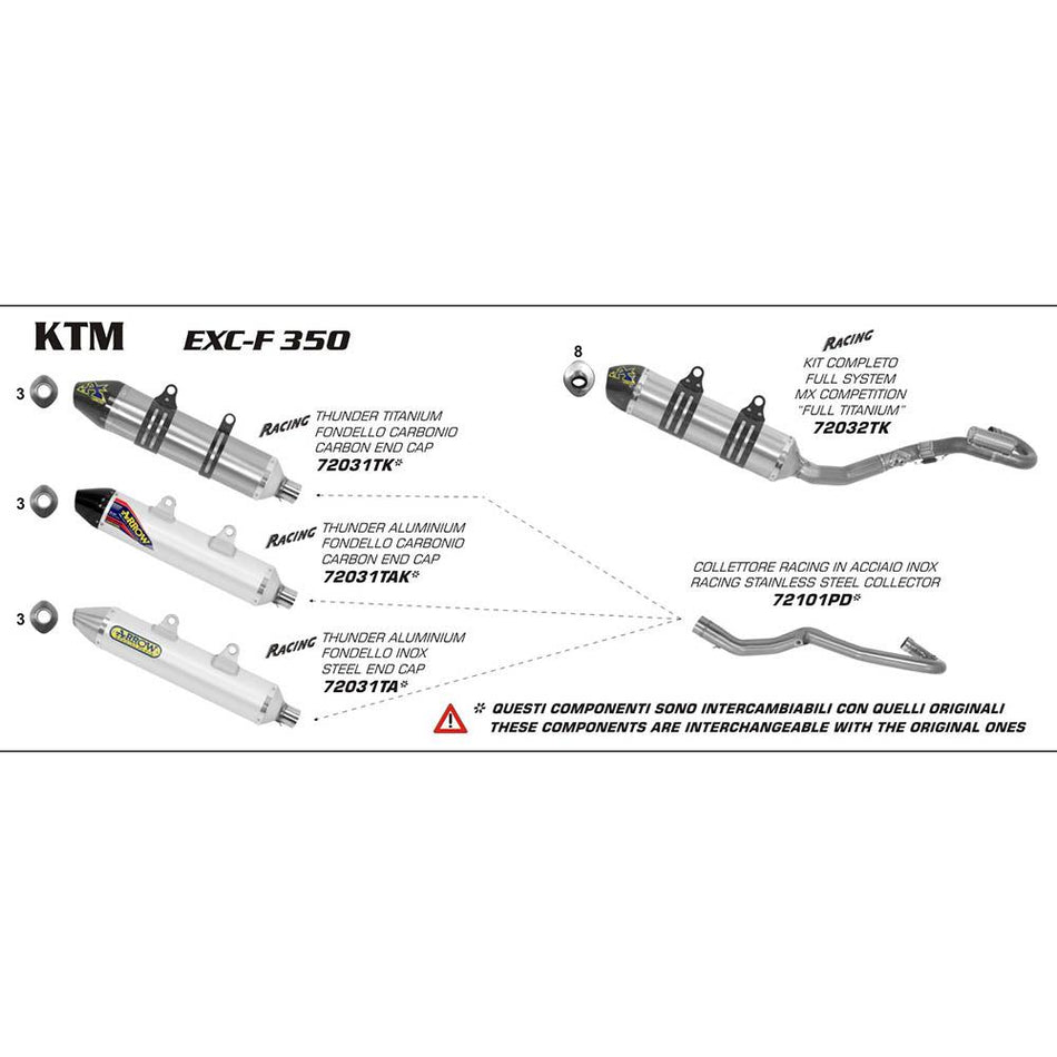 ARROW 72101PD Header Collector set :- Stainless KTM 1