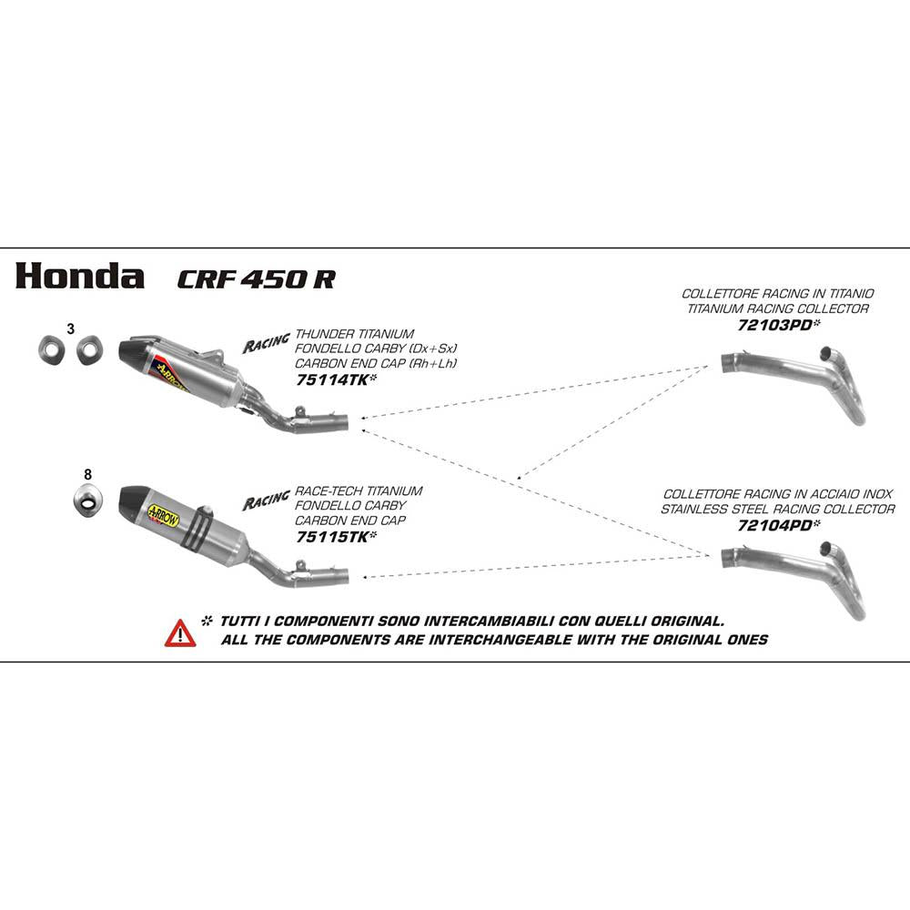 ARROW 72103PD Header Collector set :- Titanium HONDA 1