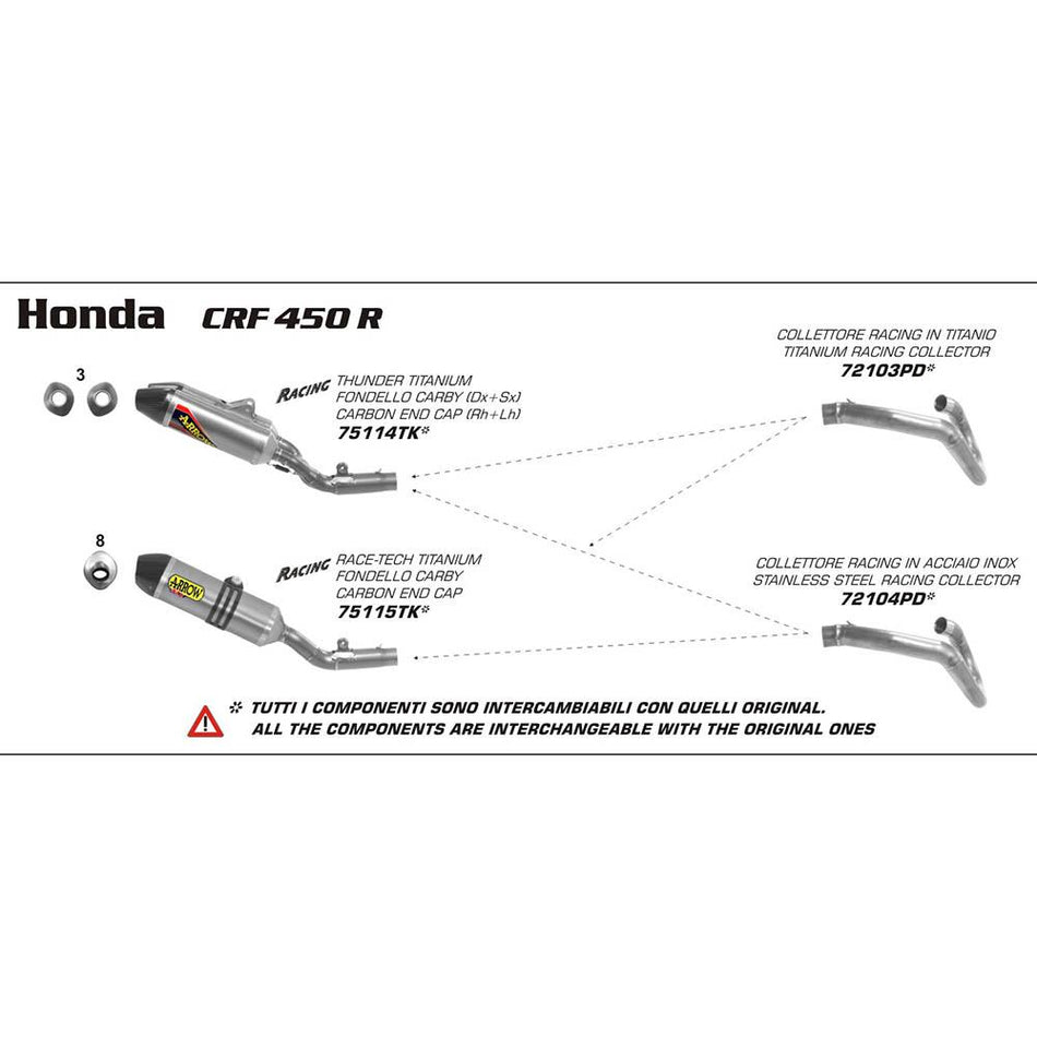 ARROW 72103PD Header Collector set :- Titanium HONDA 1