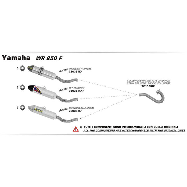 ARROW 72106PD Header Collector set :- Stainless YAMAHA 1