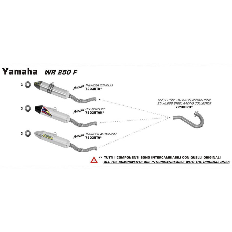 ARROW 72106PD Header Collector set :- Stainless YAMAHA 1