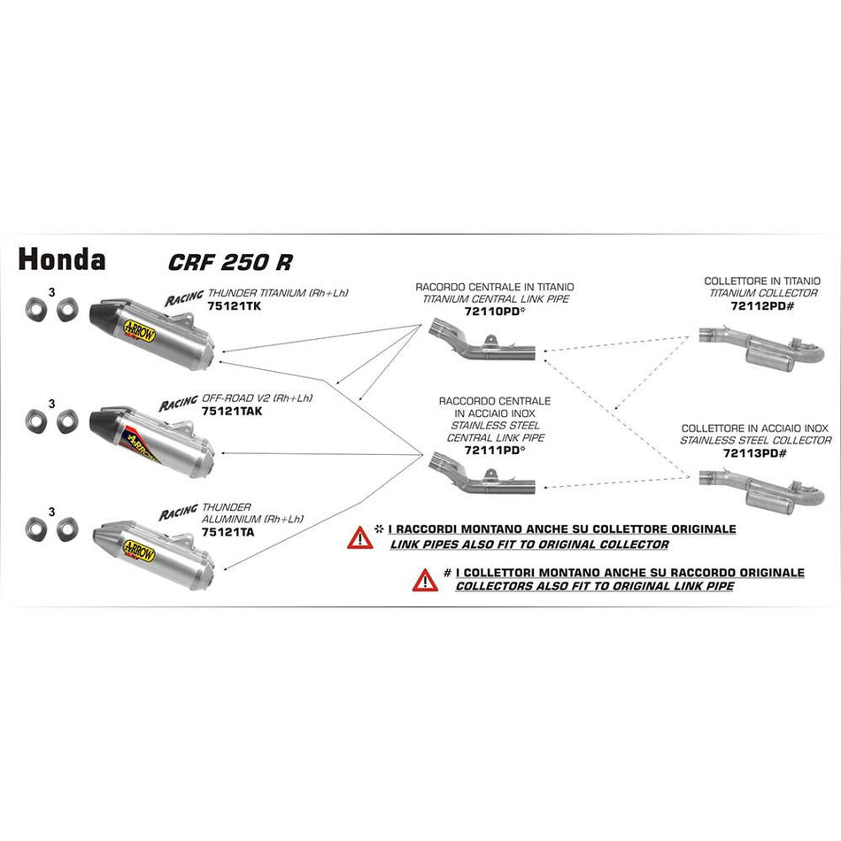 ARROW 72111PD Link Pipe :-Titanium 1:2 HONDA 1