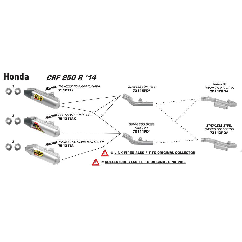 ARROW 72113PD Header Collector set :- Stainless HONDA 1