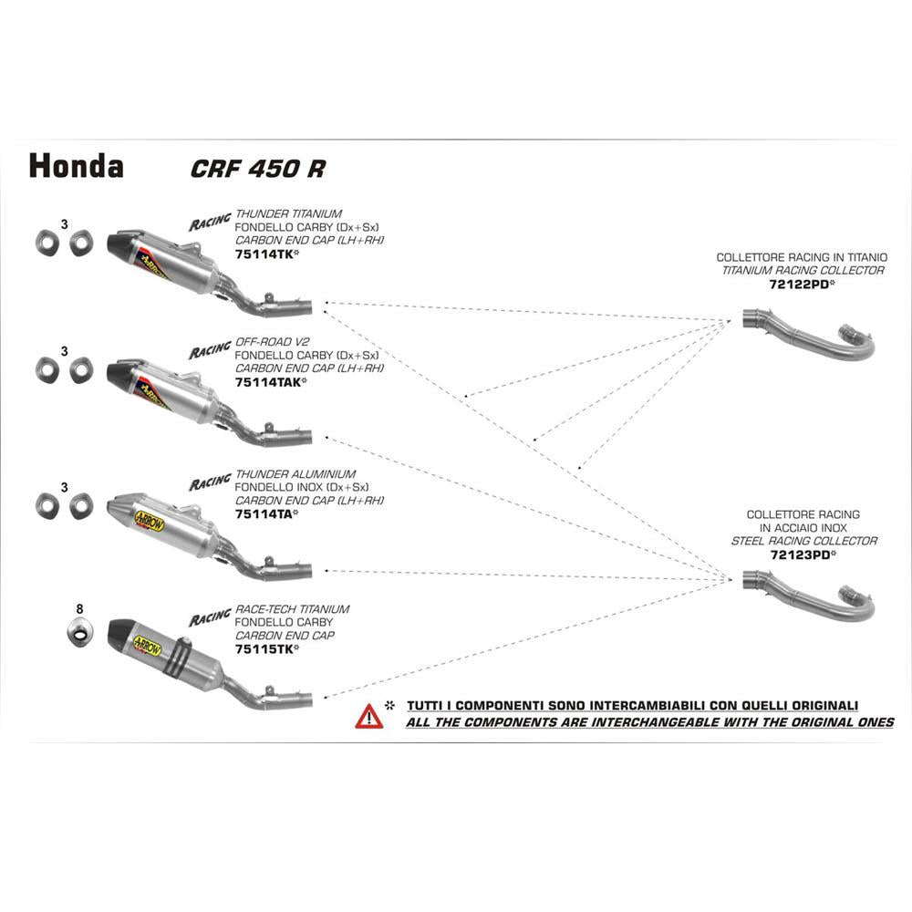 ARROW 72123PD Header Collector set :- Stainless HONDA 1