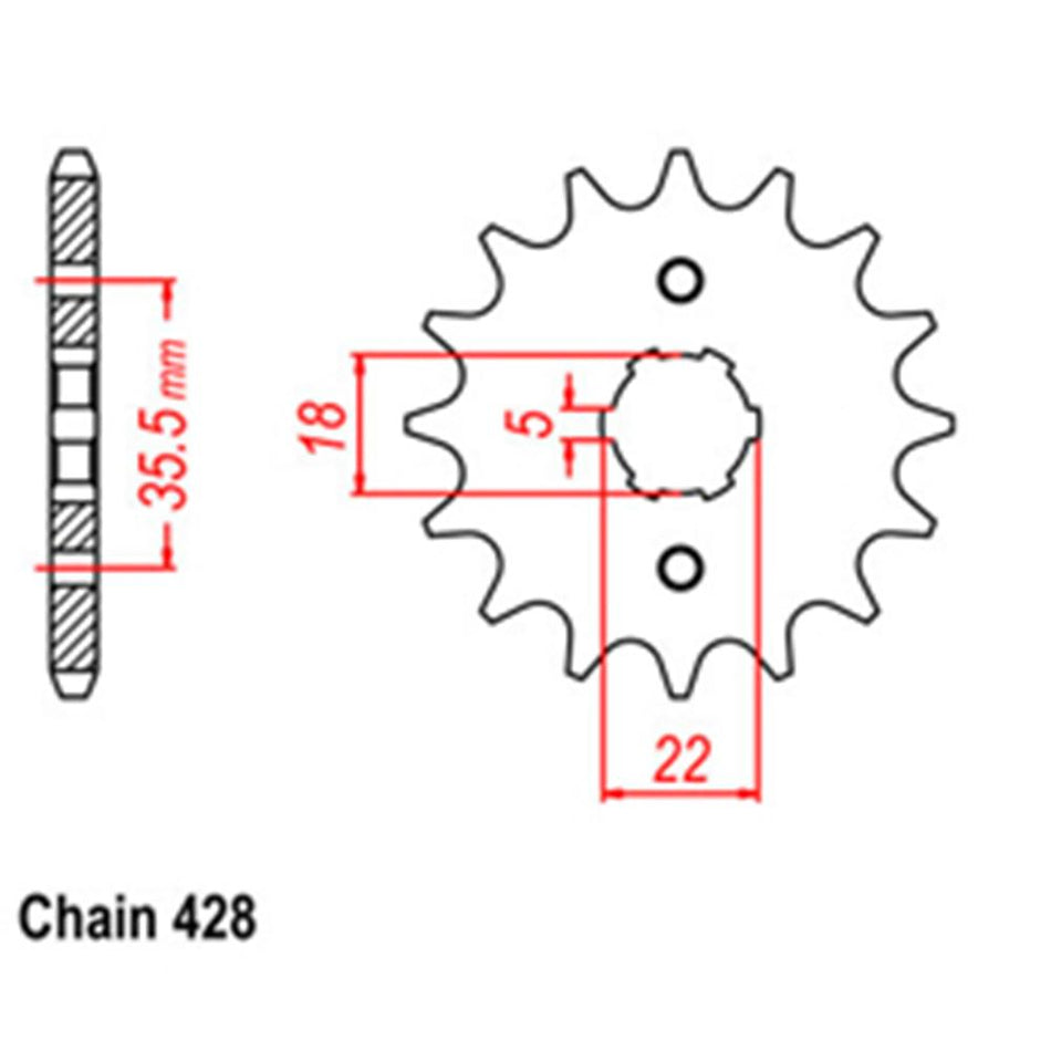 FRONT SPROCKET - STEEL 14T 428P 1