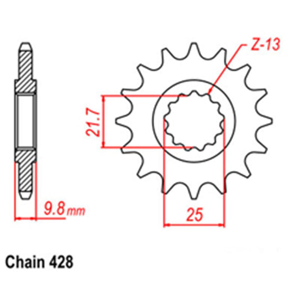 FRONT SPROCKET - STEEL 19T 428P 1