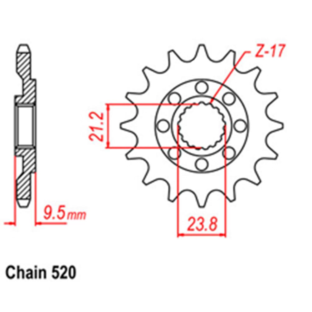 FRONT SPROCKET - STEEL 14T 520P 1