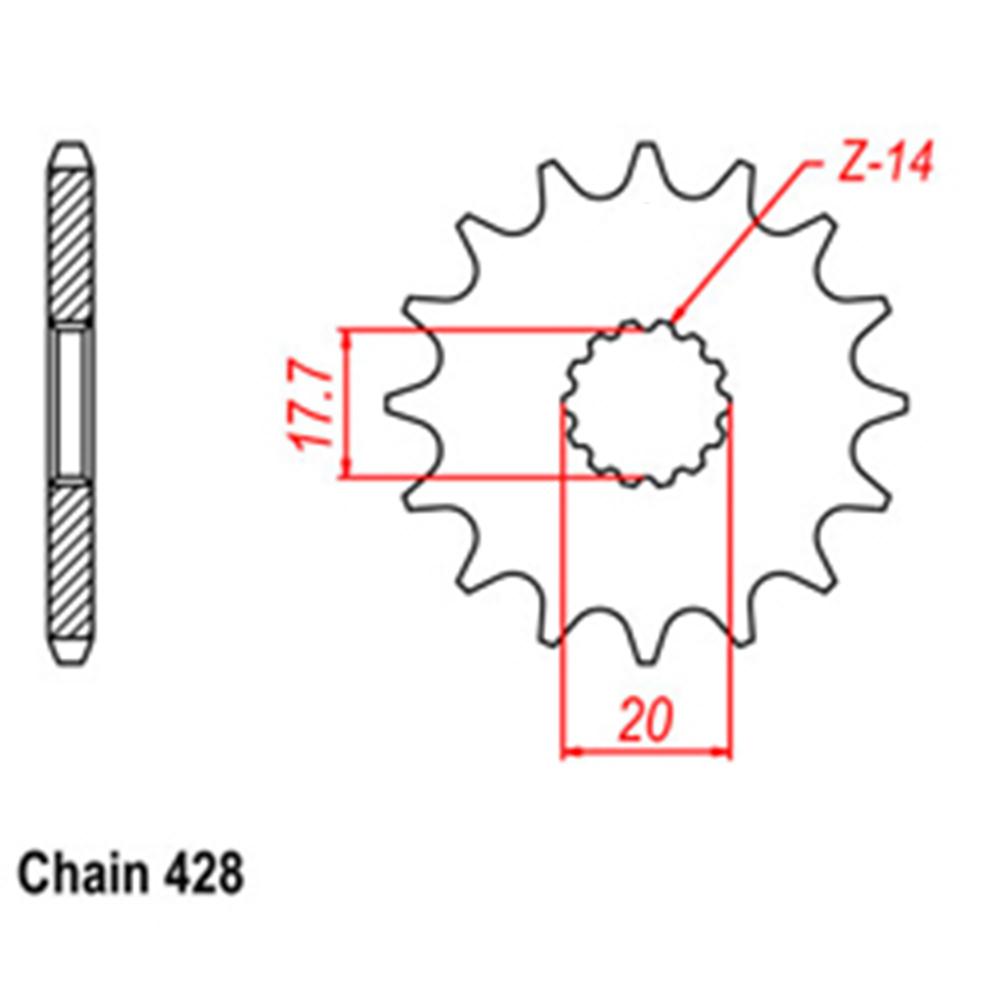 FRONT SPROCKET - STEEL 16T 428P 1