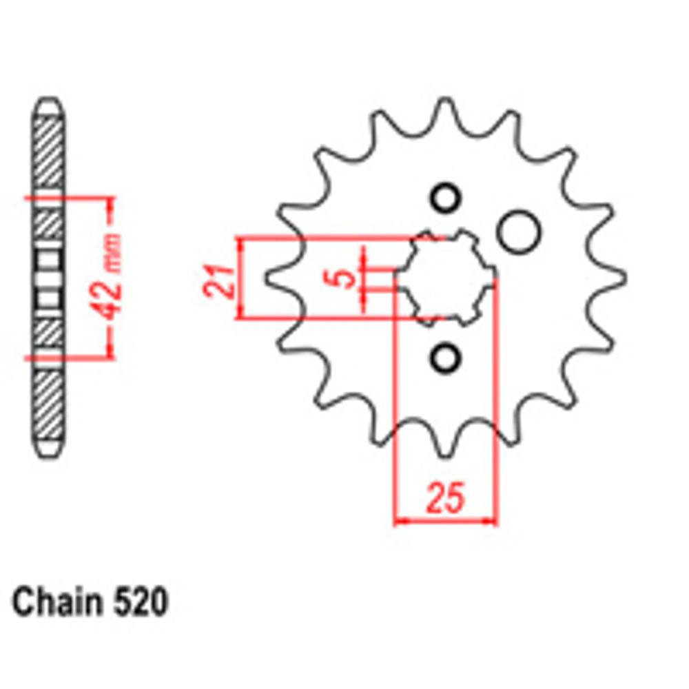 FRONT SPROCKET - STEEL 14T 520P D/D 1