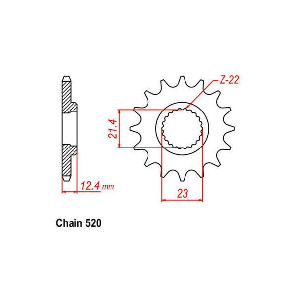 FRONT SPROCKET - STEEL 14T 520P 1