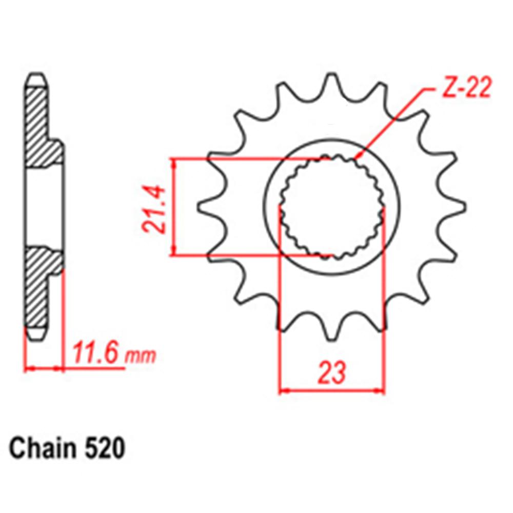 FRONT SPROCKET - STEEL 14T 520P 1