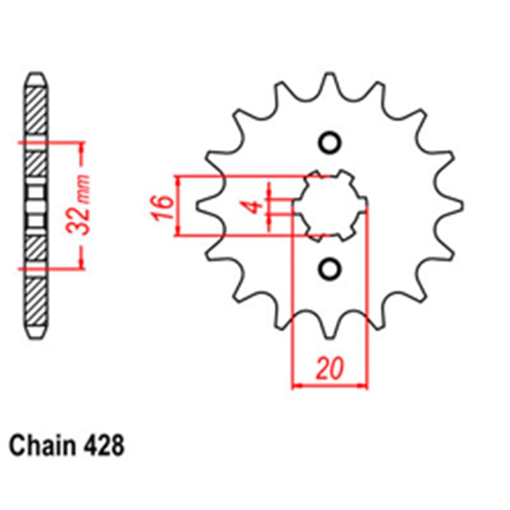 FRONT SPROCKET - STEEL 14T 428P 1