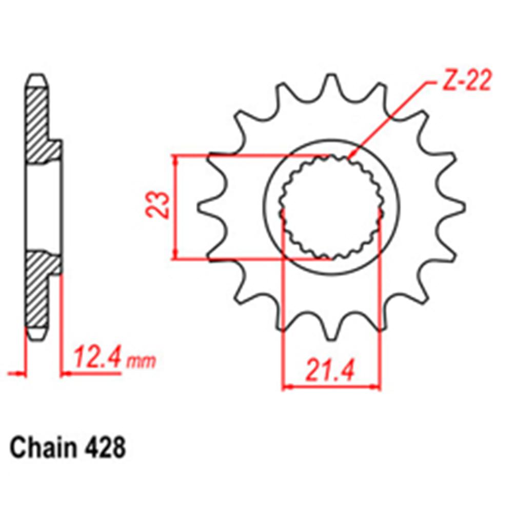 FRONT SPROCKET - STEEL 15T 428P 1