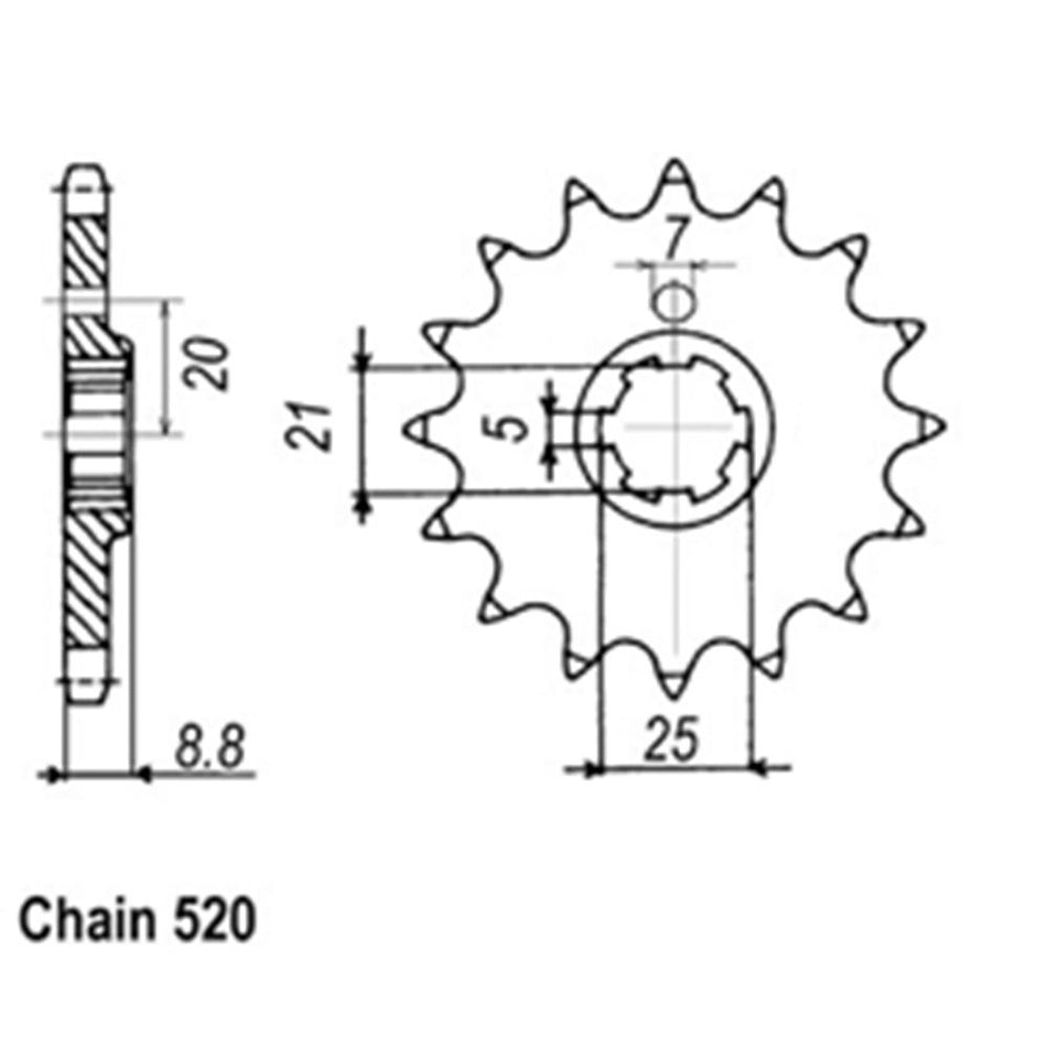 FRONT SPROCKET - STEEL 13T 520P 1